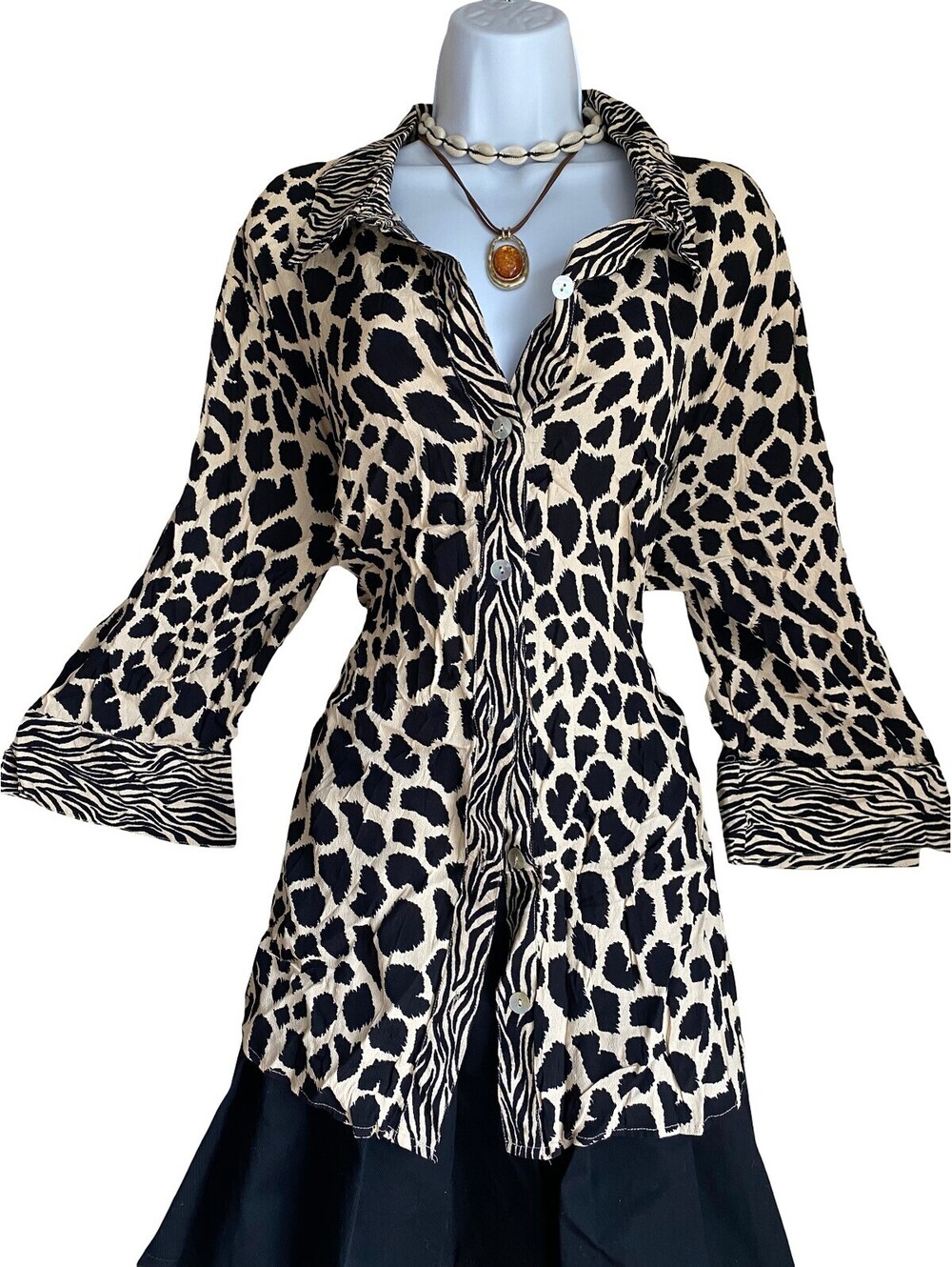 VTG Alfred Dunner Women Plus 2X Animal Print Boho Blouse Mob WifeWhimsigoth